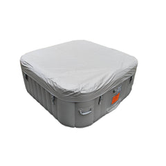ALEKO 6 Person Gray and White 265 Gallon Square Inflatable Jetted Hot Tub with Cover-Hot Tub-Purely Relaxation