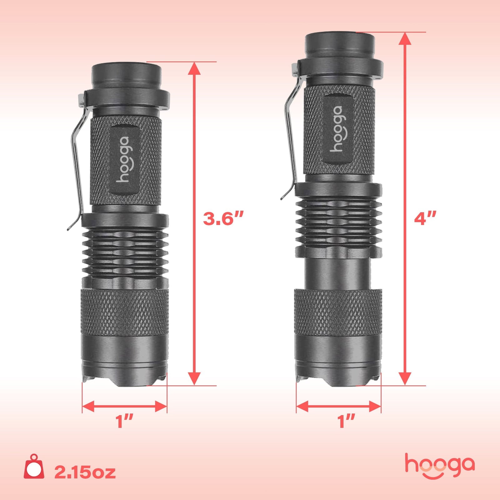 Hooga Amber Flashlights - 2pk