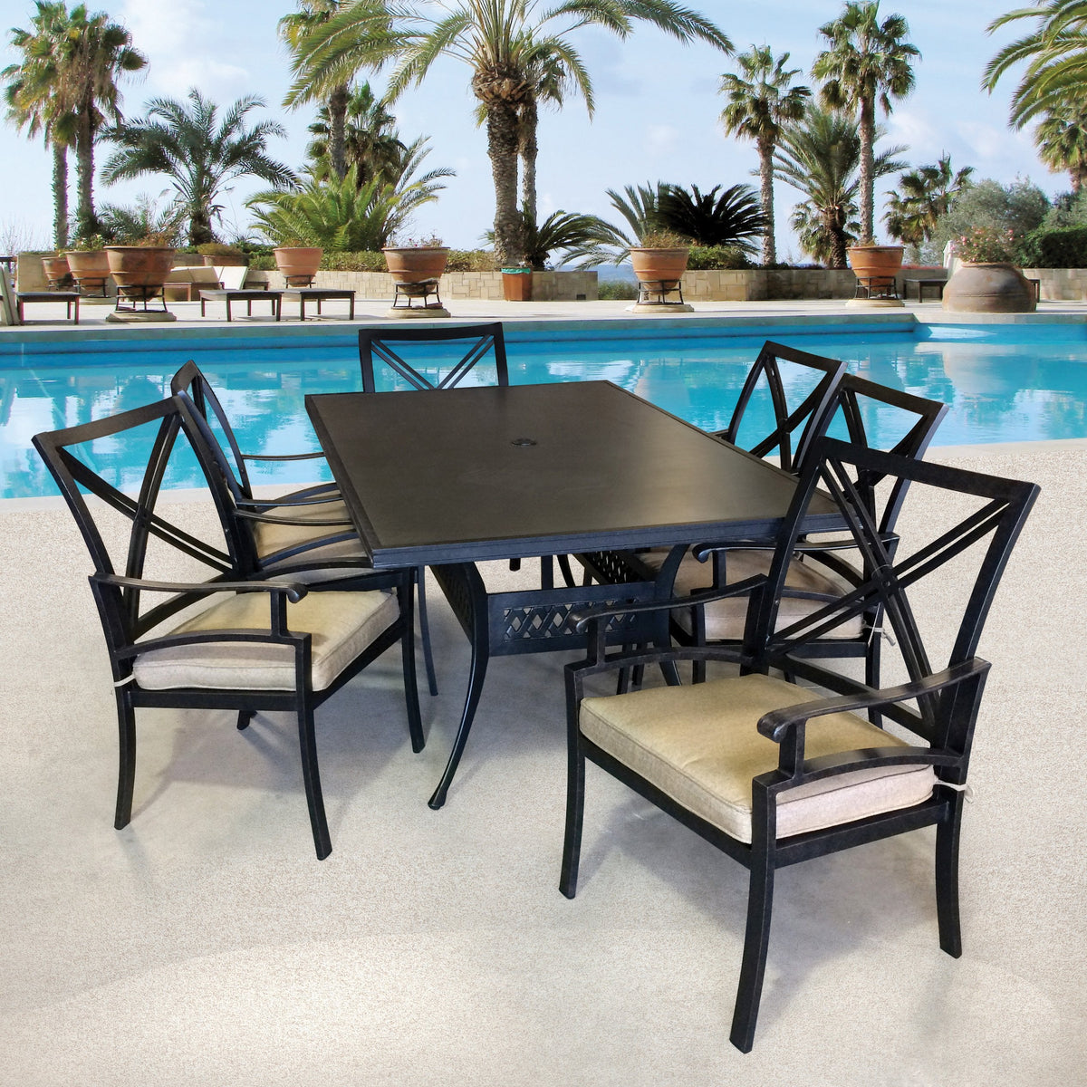 AFD Home Miramar Outdoor Aluminum 7 Piece Dining Table Set (KIT)