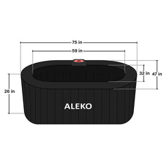 ALEKO 2 Person Black 145 Gallon Oval Inflatable Jetted Hot Tub with Drink Tray and Cover - Purely Relaxation