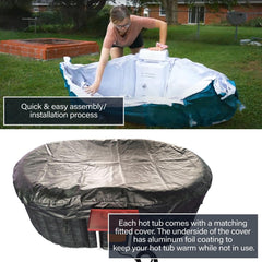 ALEKO 2 Person Black 145 Gallon Oval Inflatable Jetted Hot Tub with Drink Tray and Cover - Purely Relaxation