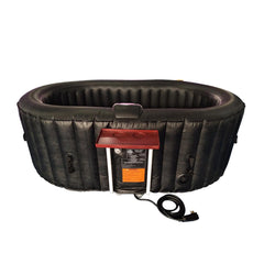 ALEKO 2 Person Black 145 Gallon Oval Inflatable Jetted Hot Tub with Drink Tray and Cover - Purely Relaxation