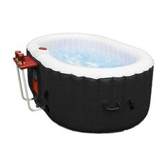 ALEKO 2 Person Black and White 145 Gallon Oval Inflatable Jetted Hot Tub with Drink Tray and Cover - Purely Relaxation