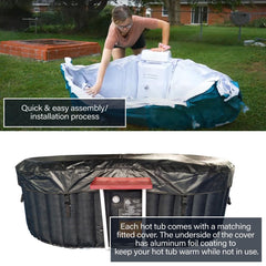 ALEKO 2 Person Black and White 145 Gallon Oval Inflatable Jetted Hot Tub with Drink Tray and Cover - Purely Relaxation