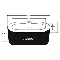 ALEKO 2 Person Black and White 145 Gallon Oval Inflatable Jetted Hot Tub with Drink Tray and Cover - Purely Relaxation