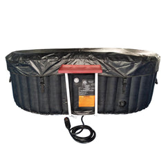 ALEKO 2 Person Black and White 145 Gallon Oval Inflatable Jetted Hot Tub with Drink Tray and Cover - Purely Relaxation