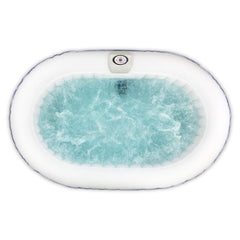 ALEKO 2 Person Black and White 145 Gallon Oval Inflatable Jetted Hot Tub with Drink Tray and Cover - Purely Relaxation
