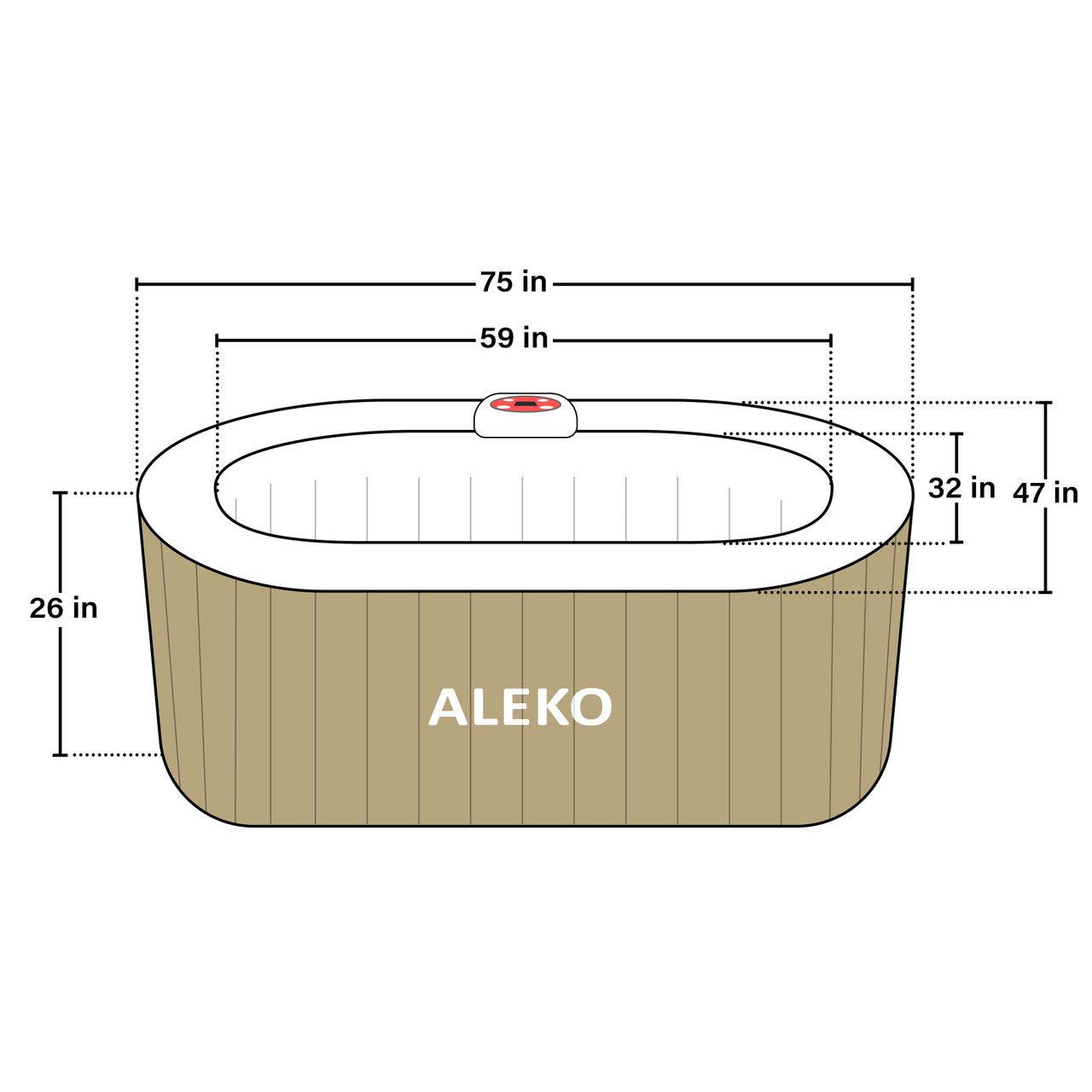 ALEKO 2 Person Brown and White 145 Gallon Oval Inflatable Jetted Hot Tub with Drink Tray and Cover - Purely Relaxation