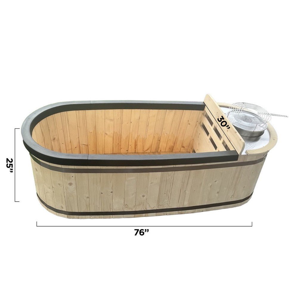 Aleko 2 Person Pine Hot Tub with Stove or Cold Plunge HT2PIN-AP -Corn Tub - Purely Relaxation