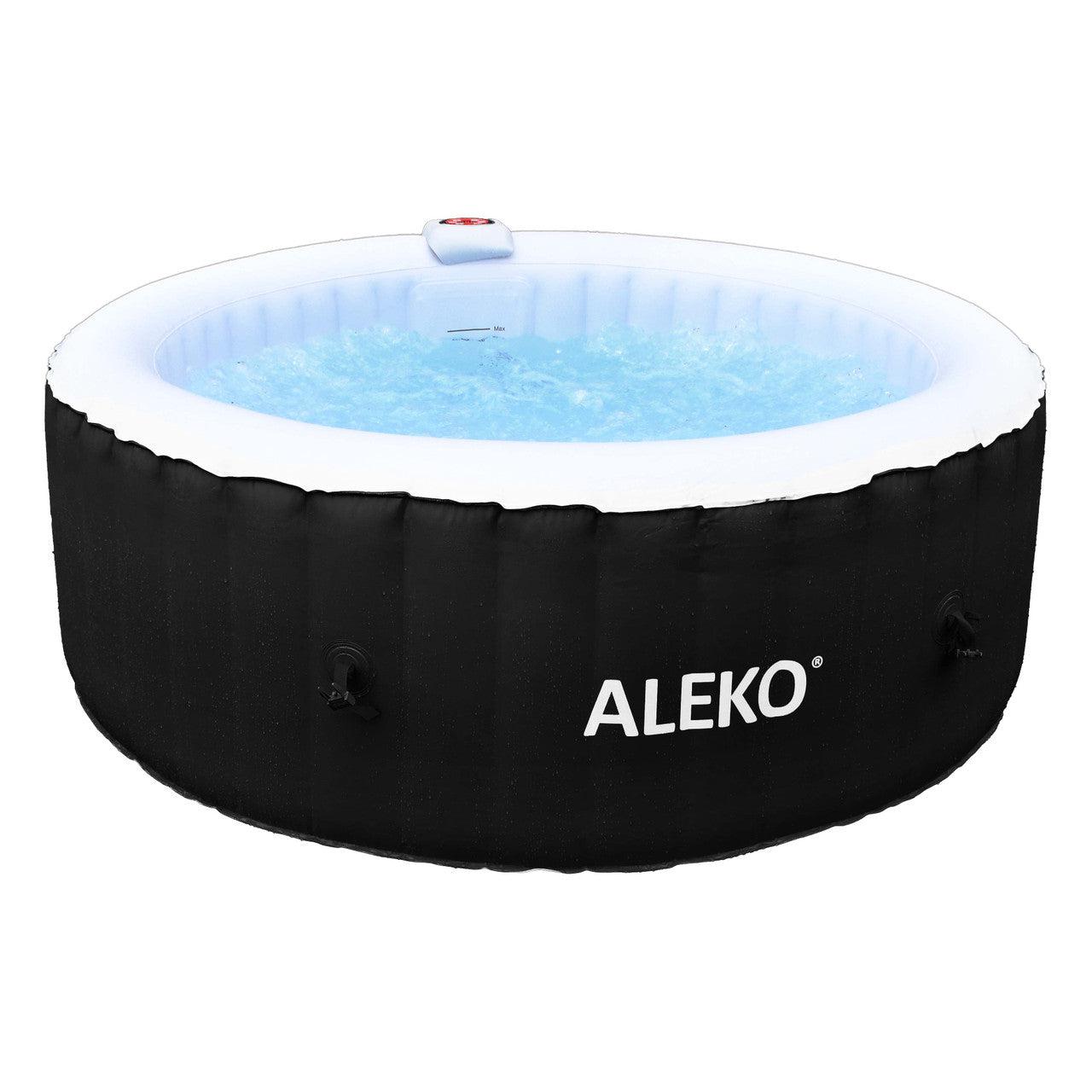 ALEKO 4 Person Black 210 Gallon Round Inflatable Jetted Hot Tub with Cover - Purely Relaxation
