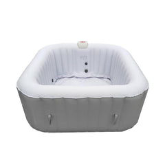 ALEKO 4 Person Gray 160 Gallon Square Inflatable Jetted Hot Tub with Cover - Purely Relaxation