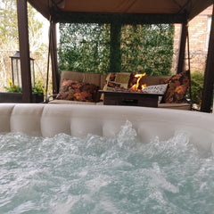 ALEKO 4 Person Gray 160 Gallon Square Inflatable Jetted Hot Tub with Cover - Purely Relaxation