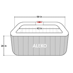 ALEKO 4 Person Gray 160 Gallon Square Inflatable Jetted Hot Tub with Cover - Purely Relaxation