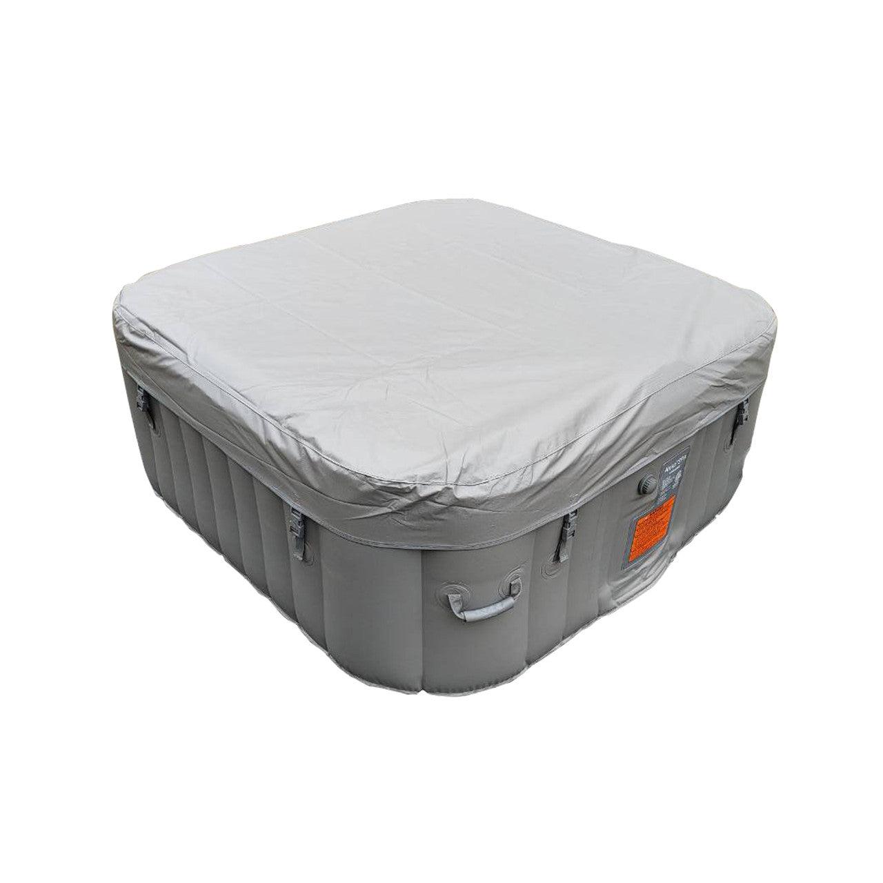 ALEKO 4 Person Gray 160 Gallon Square Inflatable Jetted Hot Tub with Cover - Purely Relaxation