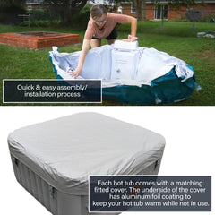 ALEKO 4 Person Gray 160 Gallon Square Inflatable Jetted Hot Tub with Cover - Purely Relaxation
