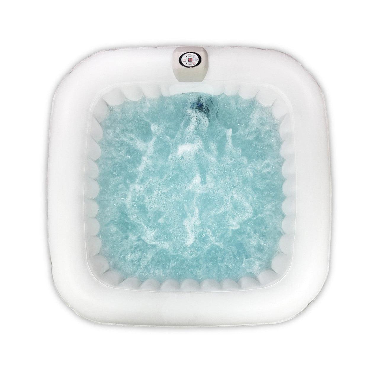 ALEKO 6 Person Black and White 250 Gallon Square Inflatable Jetted Hot Tub with Cover - Purely Relaxation