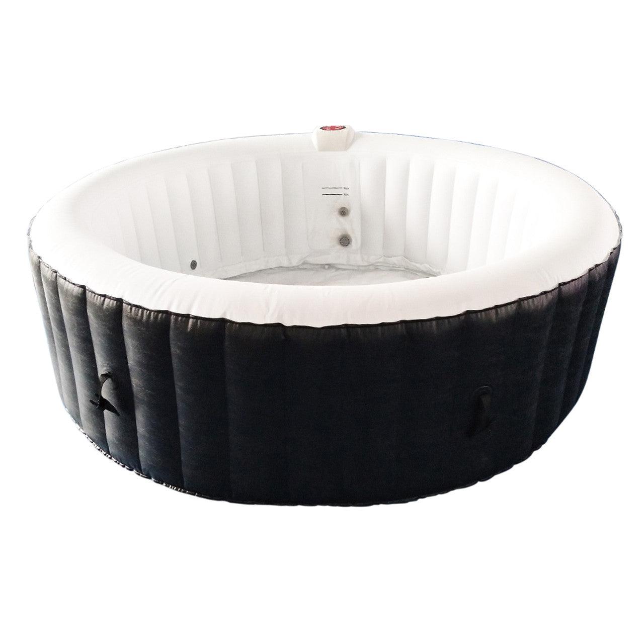 ALEKO 6 Person Black and White 265 Gallon Round Inflatable Jetted Hot Tub with Cover - Purely Relaxation