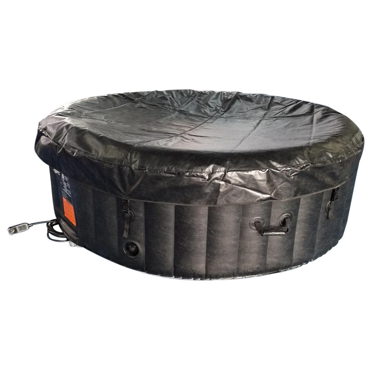 ALEKO 6 Person Black and White 265 Gallon Round Inflatable Jetted Hot Tub with Cover - Purely Relaxation