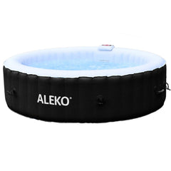 ALEKO 6 Person Black and White 265 Gallon Round Inflatable Jetted Hot Tub with Cover - Purely Relaxation