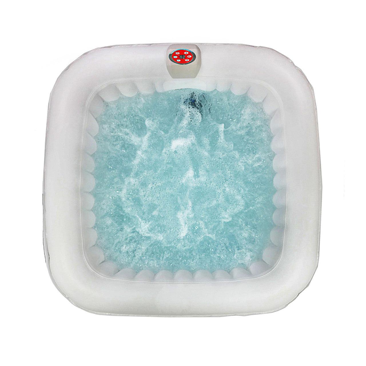 ALEKO 6 Person Black and White 265 Gallon Square Inflatable Jetted Hot Tub with Cover - Purely Relaxation