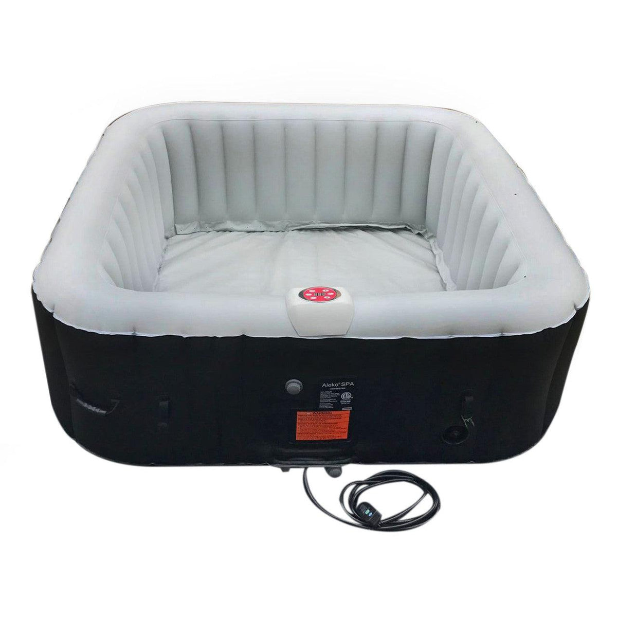 ALEKO 6 Person Black and White 265 Gallon Square Inflatable Jetted Hot Tub with Cover - Purely Relaxation