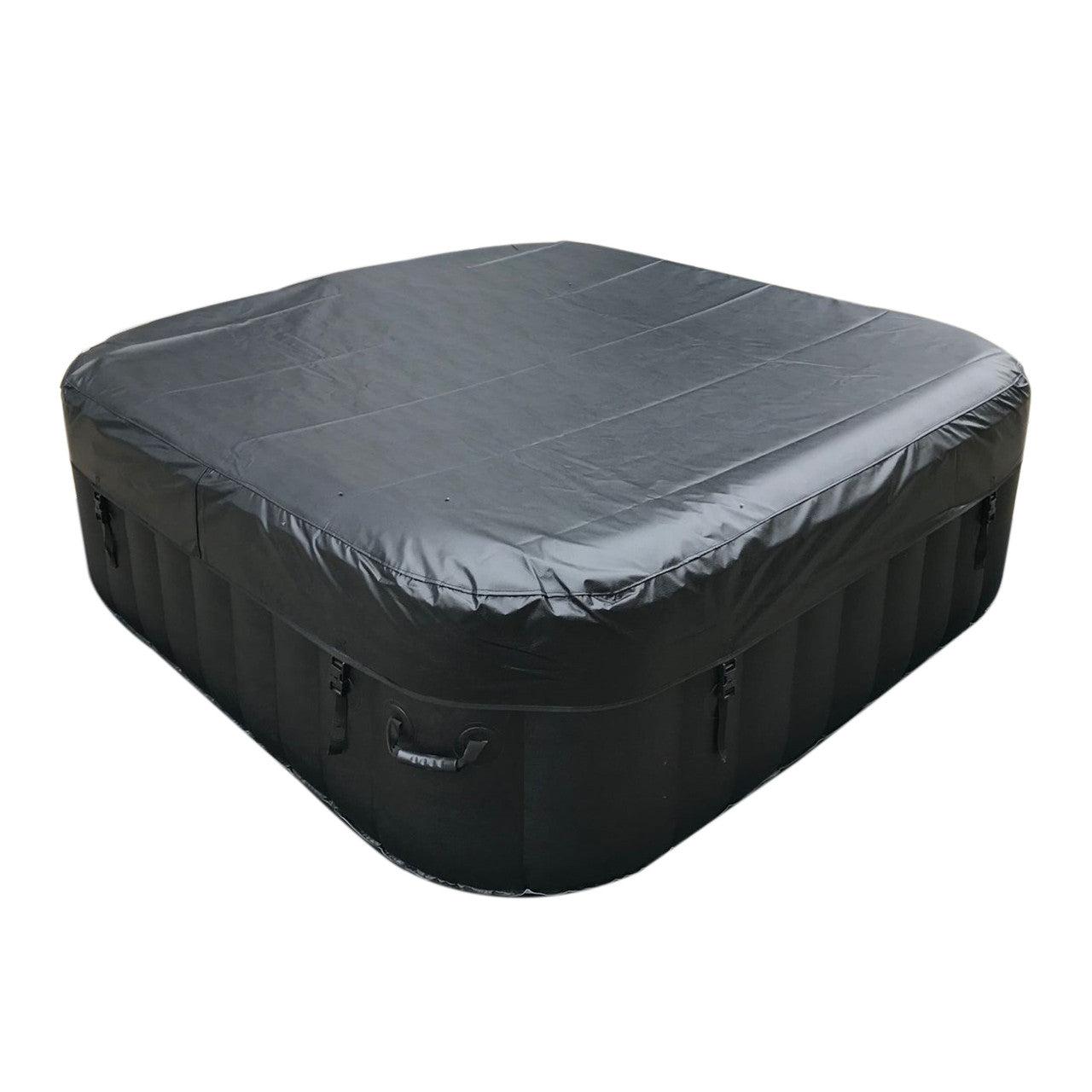 ALEKO 6 Person Black and White 265 Gallon Square Inflatable Jetted Hot Tub with Cover - Purely Relaxation