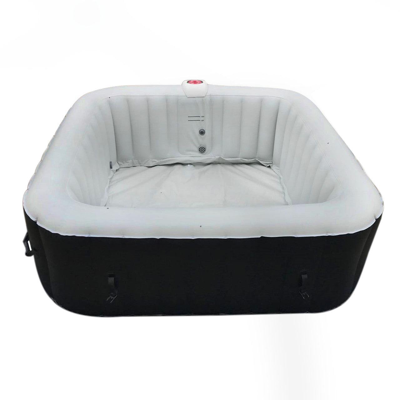 ALEKO 6 Person Black and White 265 Gallon Square Inflatable Jetted Hot Tub with Cover - Purely Relaxation