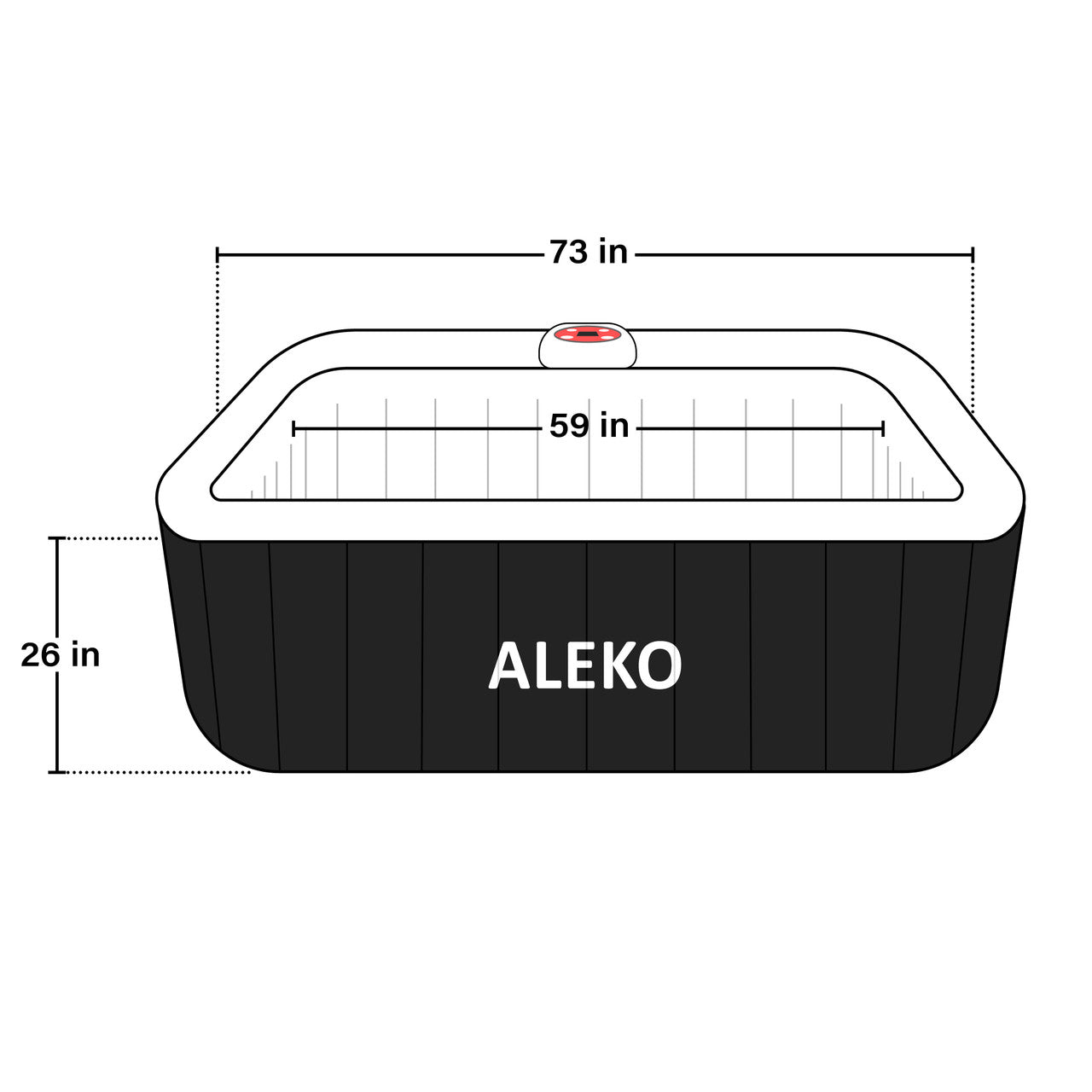 ALEKO 6 Person Black and White 265 Gallon Square Inflatable Jetted Hot Tub with Cover - Purely Relaxation
