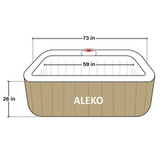ALEKO 6 Person Brown and White 250 Gallon Square Inflatable Jetted Hot Tub with Cover - Purely Relaxation