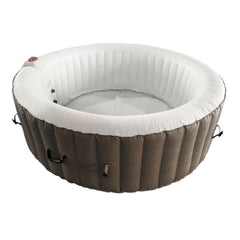 ALEKO 6 Person Brown and White 265 Gallon Round Inflatable Jetted Hot Tub with Cover - Purely Relaxation