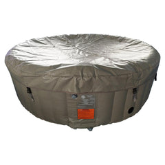 ALEKO 6 Person Brown and White 265 Gallon Round Inflatable Jetted Hot Tub with Cover - Purely Relaxation