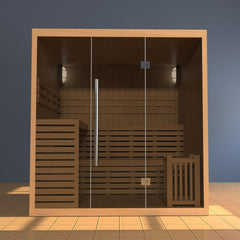 ALEKO Canadian Hemlock 4 Person Indoor Wet Dry Sauna With Heater - SEA4VAH-AP - Purely Relaxation