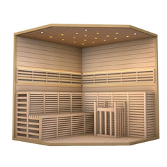 ALEKO Canadian Hemlock 5 to 6 Person Luxury Indoor Wet Dry Sauna with LED Lights - Heater Included - SEA5JIU-AP - Purely Relaxation
