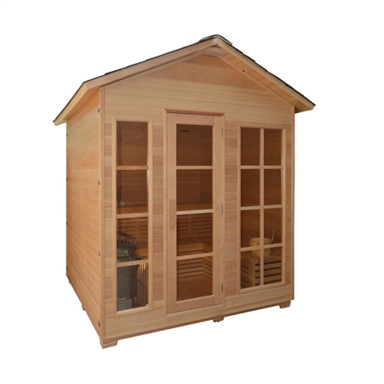 ALEKO Canadian Hemlock Outdoor and Indoor 6 Person Wet Dry Sauna With Heater - STO6VAASA-AP - Purely Relaxation