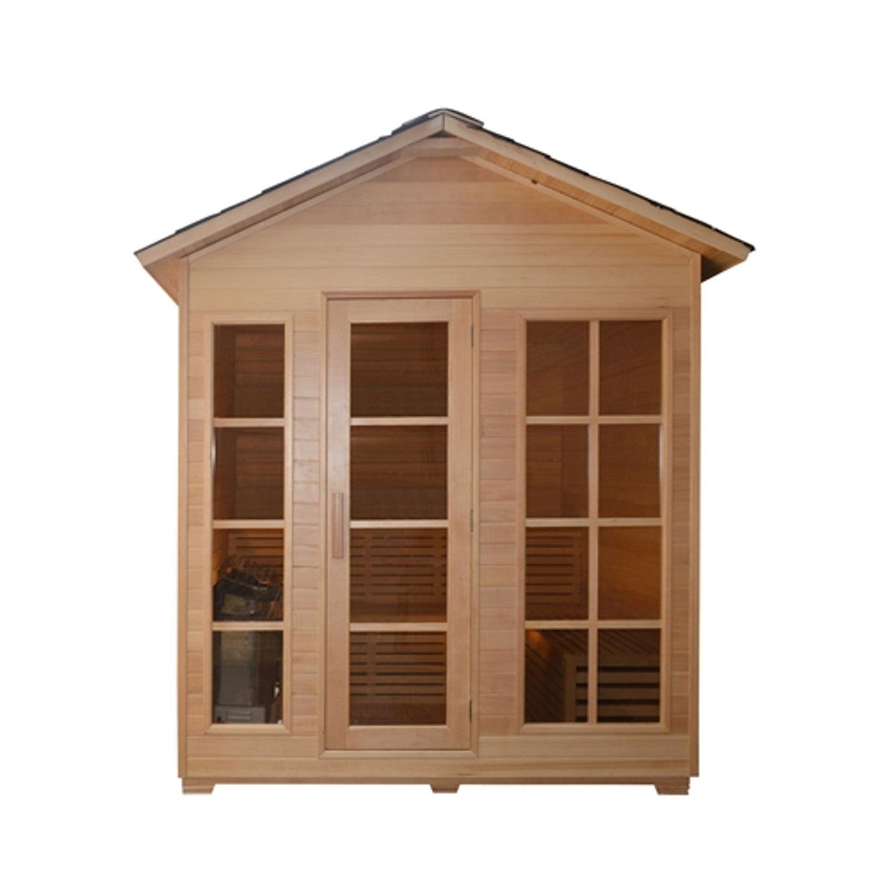 ALEKO Canadian Hemlock Outdoor and Indoor 6 Person Wet Dry Sauna With Heater - STO6VAASA-AP - Purely Relaxation