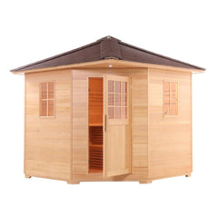 ALEKO Canadian Hemlock Wet Dry Outdoor 5 Person Sauna with Asphalt Roof With Heater - SKD5HEM-AP - Purely Relaxation