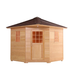 ALEKO Canadian Hemlock Wet Dry Outdoor 5 Person Sauna with Asphalt Roof With Heater - SKD5HEM-AP - Purely Relaxation