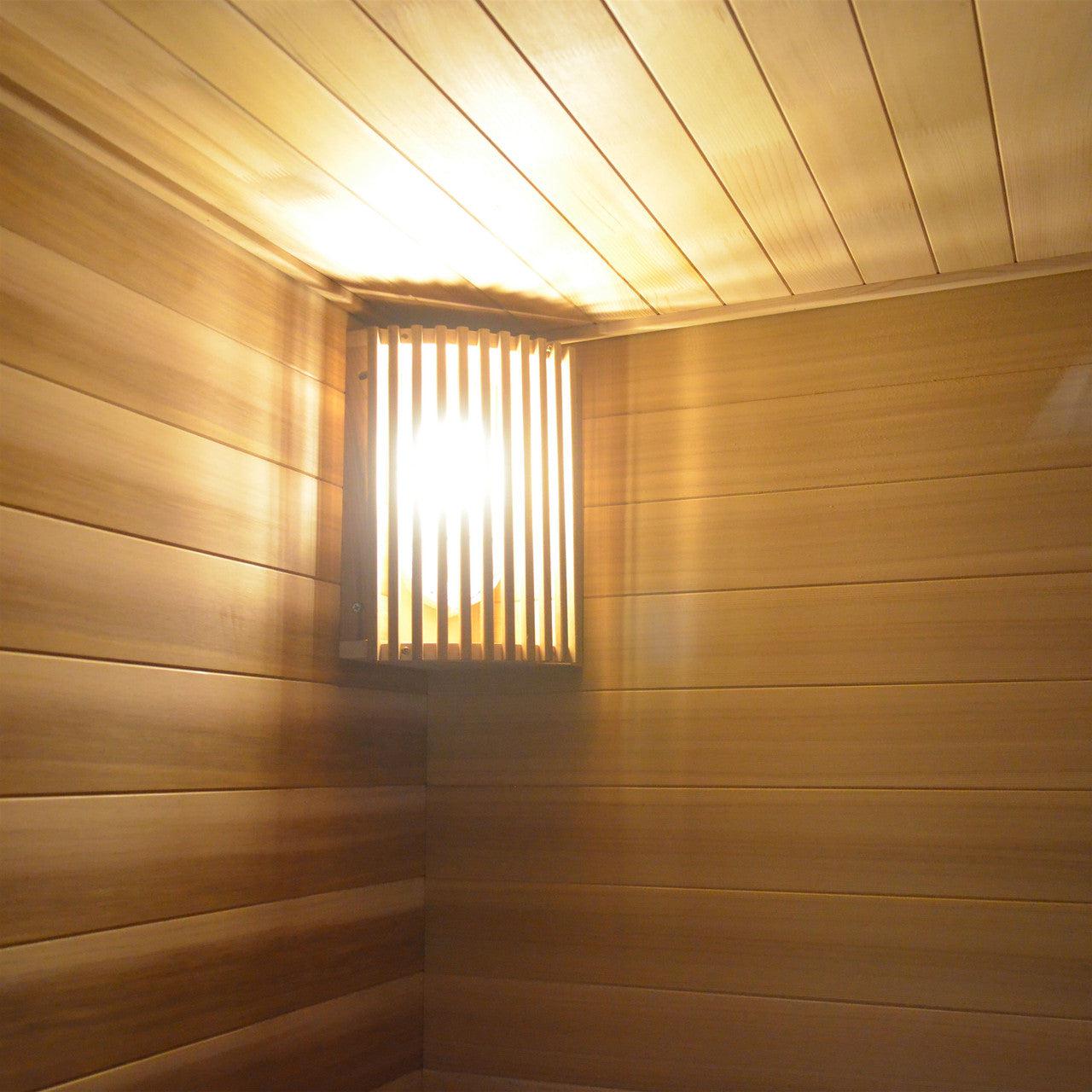 ALEKO Clear Door Cedar Indoor Wet Dry 5 Person Sauna with Exterior Lights Included Heater - STCE5EDEN-AP - Purely Relaxation