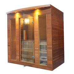 ALEKO Clear Door Cedar Indoor Wet Dry 5 Person Sauna with Exterior Lights Included Heater - STCE5EDEN-AP - Purely Relaxation