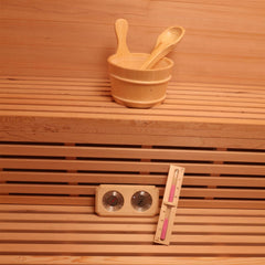 ALEKO Clear Door Cedar Indoor Wet Dry 5 Person Sauna with Exterior Lights Included Heater - STCE5EDEN-AP - Purely Relaxation
