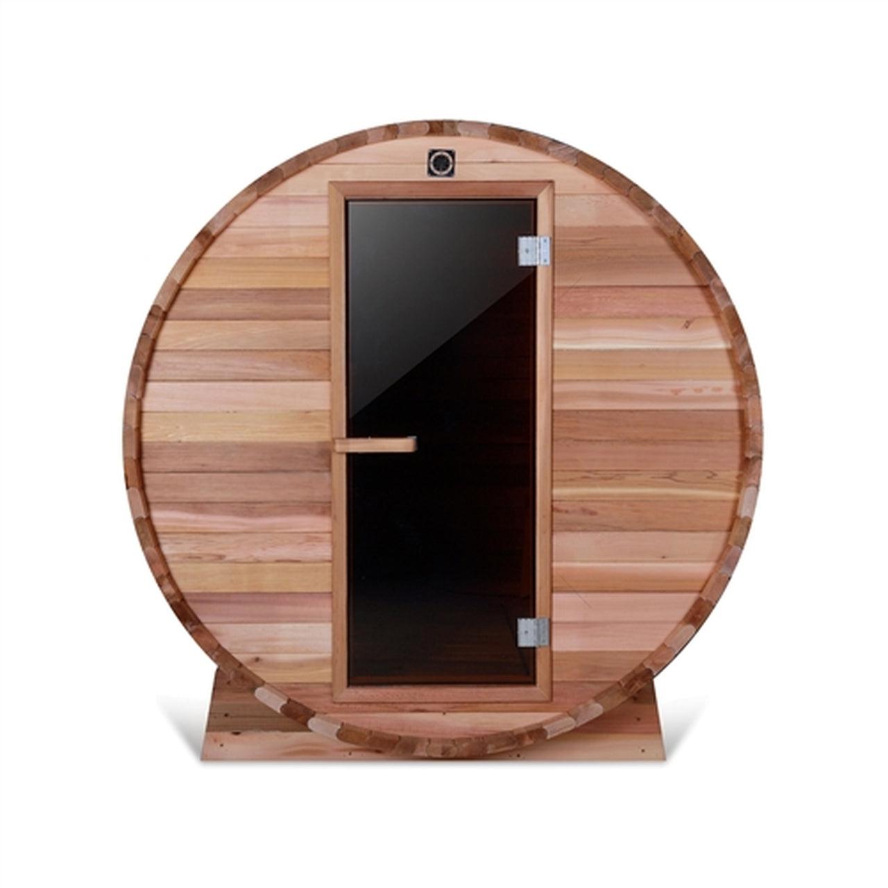 ALEKO Outdoor and Indoor 4 Person Rustic Western Red Cedar Barrel Sauna With Heater - SB4CEDAR-AP - Purely Relaxation
