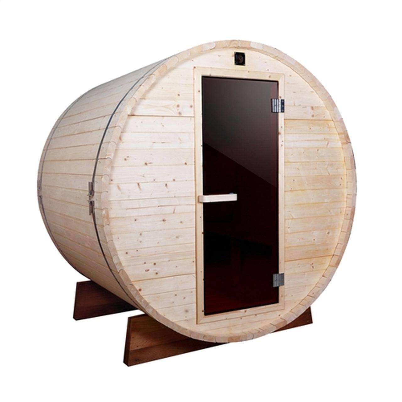 ALEKO Outdoor and Indoor White Pine 4 Person Barrel Sauna With Heater -SB4PINE-AP - Purely Relaxation