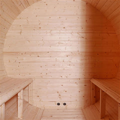ALEKO Outdoor and Indoor White Pine 4 Person Barrel Sauna With Heater -SB4PINE-AP - Purely Relaxation