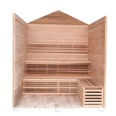 ALEKO Outdoor Canadian Red Cedar and Stone 6 Person Wet Dry Sauna With Heater - CED6PORI-AP - Purely Relaxation