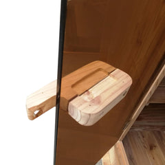 ALEKO Outdoor or Indoor 5 Person White Finland Pine Wet Dry Barrel Sauna With Front Porch Canopy - With Heater - SB5PINECP-AP - Purely Relaxation