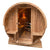 ALEKO Outdoor Rustic Cedar 4 Person Barrel Steam Sauna With Heater - Front Porch Canopy -SB4CED-AP - Purely Relaxation