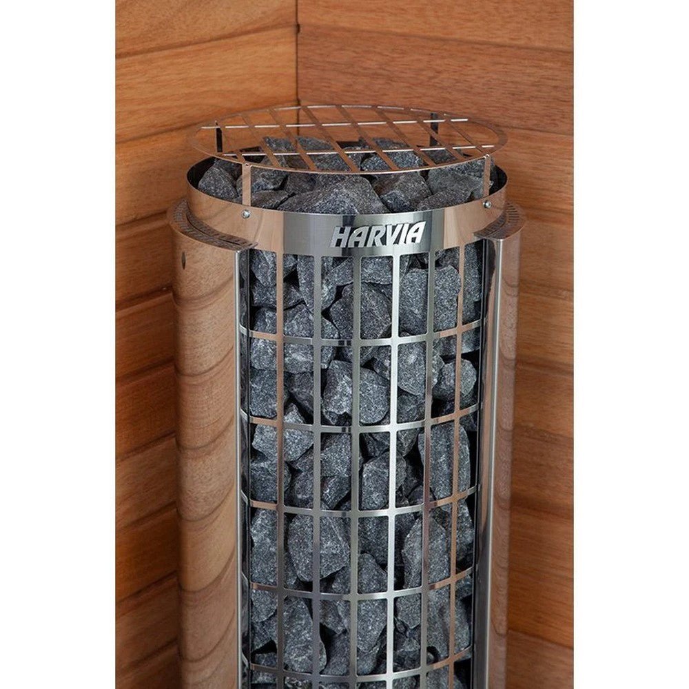 Harvia Cilindro Half Series Stainless Steel Sauna Heater with Built-In Timer & Temperature Controls - Purely Relaxation