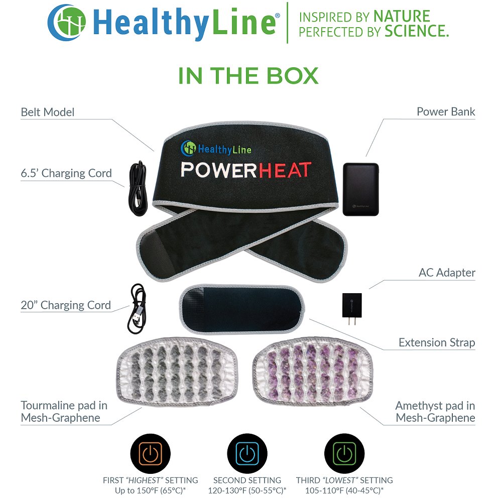 HealthyLine Portable Heated Gemstone Pad - Belt Model with Power-bank - Purely Relaxation