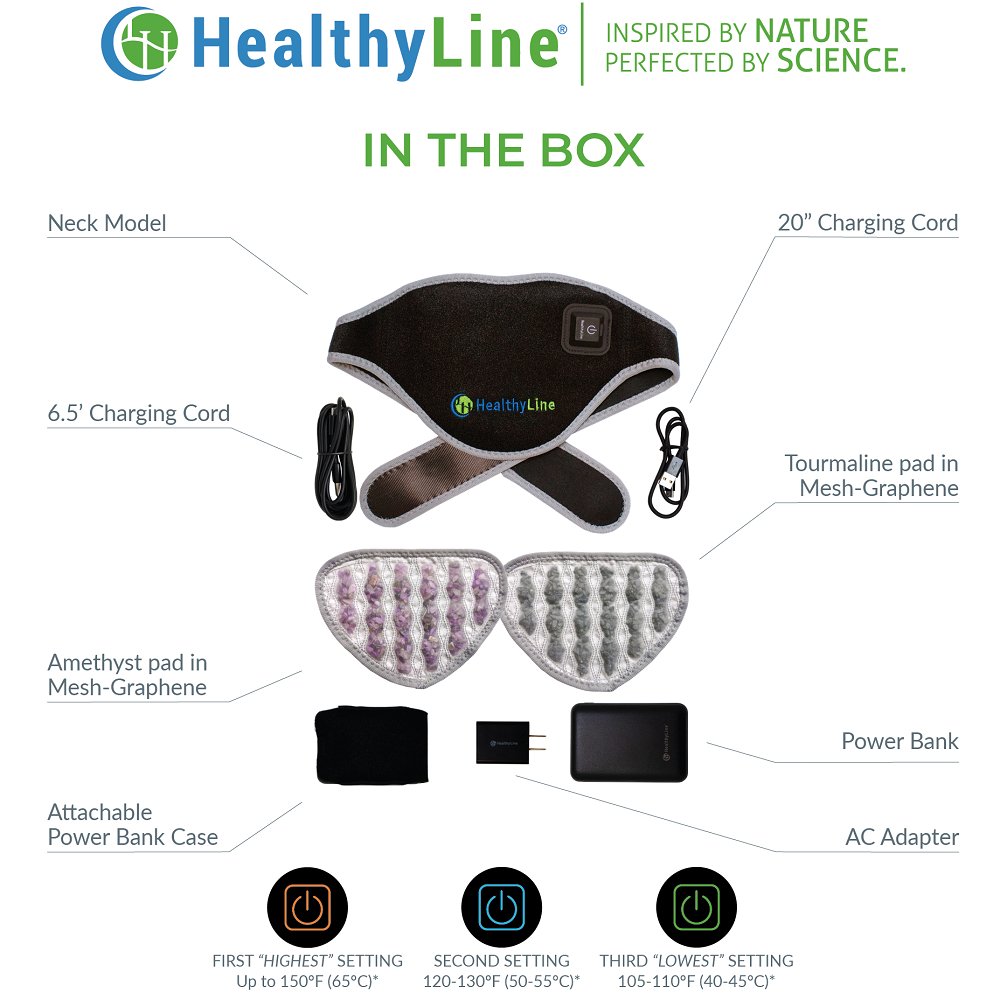 HealthyLine Portable Heated Gemstone Pad - Neck Model with Power-bank - Purely Relaxation
