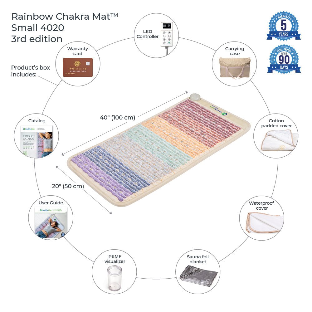 HealthyLine Rainbow Chakra Mat™ Small 4020 Firm - Photon PEMF Inframat Pro® 3rd Edition - Purely Relaxation